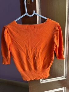 INSUA Orange Button-Up Top
