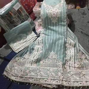 Organza Fabric Unstitched Pakistani Suit