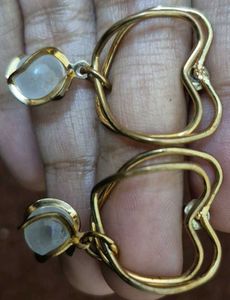 Vintage Gold Tone &amp; Blue Stone Earrings