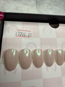 White Chrome Glittery Press On Nails