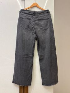 Gray Wide Leg Denim Pants