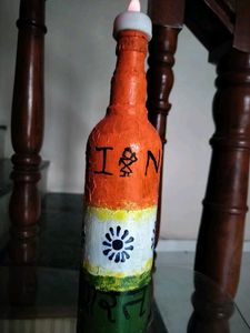 Painted Bottle With Tri Coloured Flag Theme
