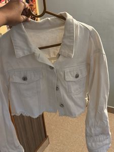 White Cropped Denim Jacket