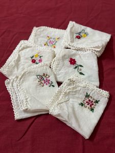 Vintage Embroidery Handkerchief Set of 6