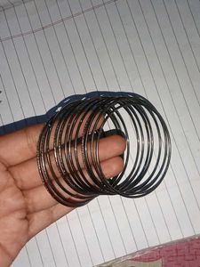 Stack of Thin Metal Bangles (12)