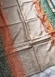 Brand New fastive bandhani cotton silk saree set