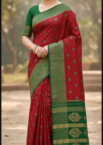 Elegant Red &amp; Green Saree
