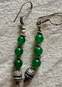 92.5 Silver Jade Bead Earrings