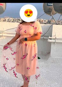 Peach Floral Embroidered dress