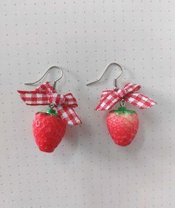 Strawberry Red Bow Earrings