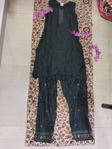 Embroidered Black Two-Piece Set