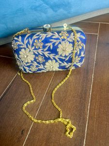 Unused Elegant Partywear Blue Clutch