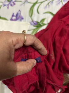 Red Flared Cotton Skirt