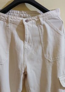 Beige Cargo Jeans