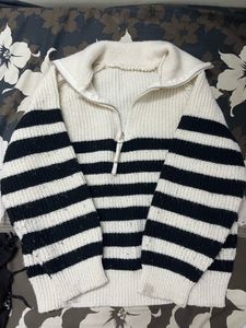 Striped Half Zip Up Sweater