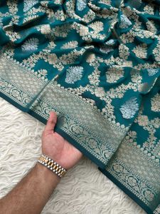 Elegant Teal Banarasi Saree