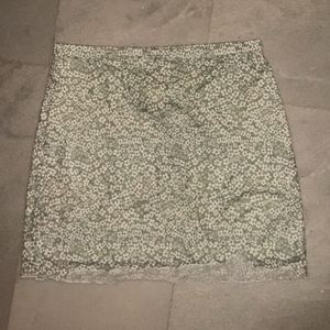 Green Floral Mini Skirt