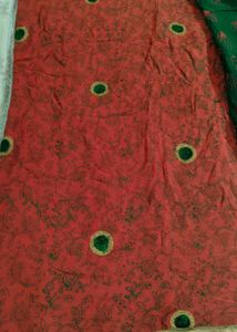 Green Saree with Floral Embroidery