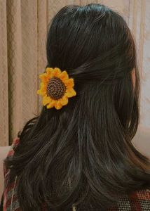 Sunflower Crochet Hair Clips - Handmade