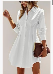 Fitted Y2k White Button-Down Mini Dress