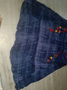 A-line Long Embroidered Kurta With Pompom Latkn