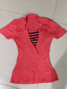Pink Beautiful Top /Women Used Stretchable All Typ