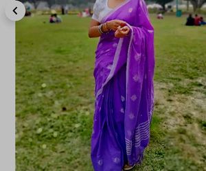 Purple Floral Saree with readymade blouse