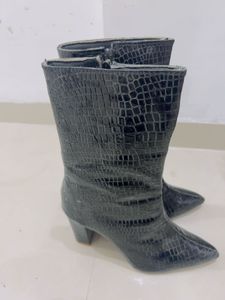 Zara Black Snake Print Boots