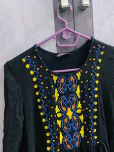Pretty black Dress With Floral Embroidery