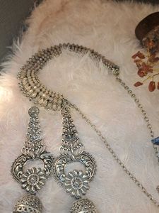 oxidised earring and necklace