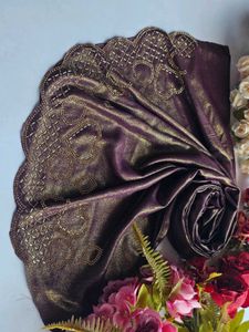 🌸New shade heavy chifon shimmer pallu handwork +