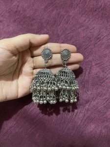 Silver Jhumka Earrings