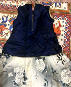❤️Stylish Navy &amp; Silver Floral Frock for Girls🌷