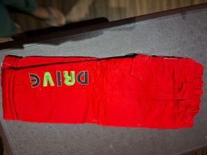 3 piece set with Yellow Graphic Tee, red pants and