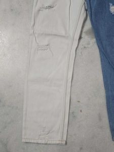 Two-Tone Ripped Jeans