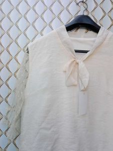 New With Tag Beige Bow Korean Premium Top