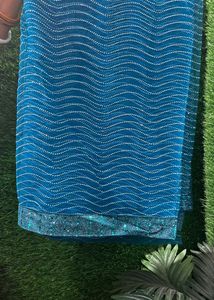 Teal Wave Saree