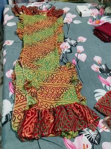 Hand Made Frunt Cut Anarkali Suit With Saree