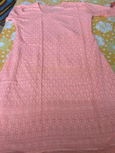 Peach Chikankari Kurti