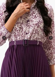 Pleated Midi Shirt Dress - Elegant Style