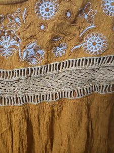 Embroidered Mustard Top