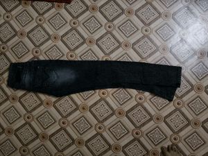 Distressed High-Waisted Black Jeans