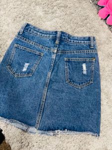 Distressed Denim Mini Skirt