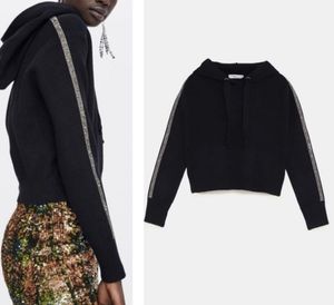 Zara Pullover Sweatshirt With Rhinestones