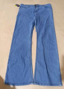 Blue Denim Flare Jeans, 36 Size