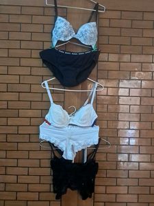 Combo Of Five Imported Fabric Bra  N Padded  Panty