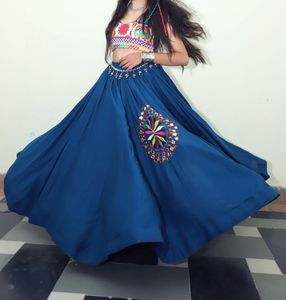 teal blue lehenga With Multicolour Blouse 🥳
