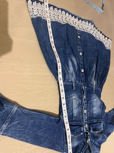 Denim Dress with Lace