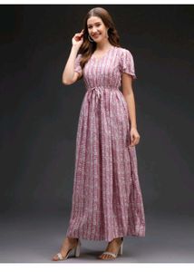 White Nd Pink Maxi Dress 👗