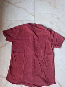 Maroon Mandarin Collar Shirt | Size L